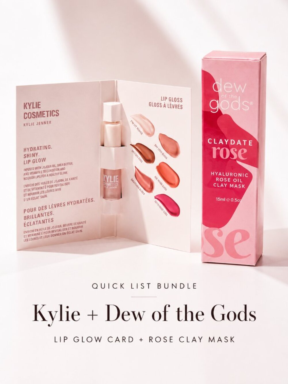 Kylie Lip Glow Sample + Dew of the Gods Clay Mask Bundle